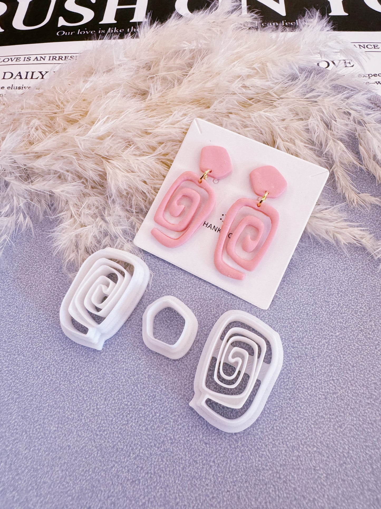 2pcs  Flying Letter Polymer Clay Cutter | Valentine's Day Polymer Clay Cutters Set | Love shape Earring Clay Cutters